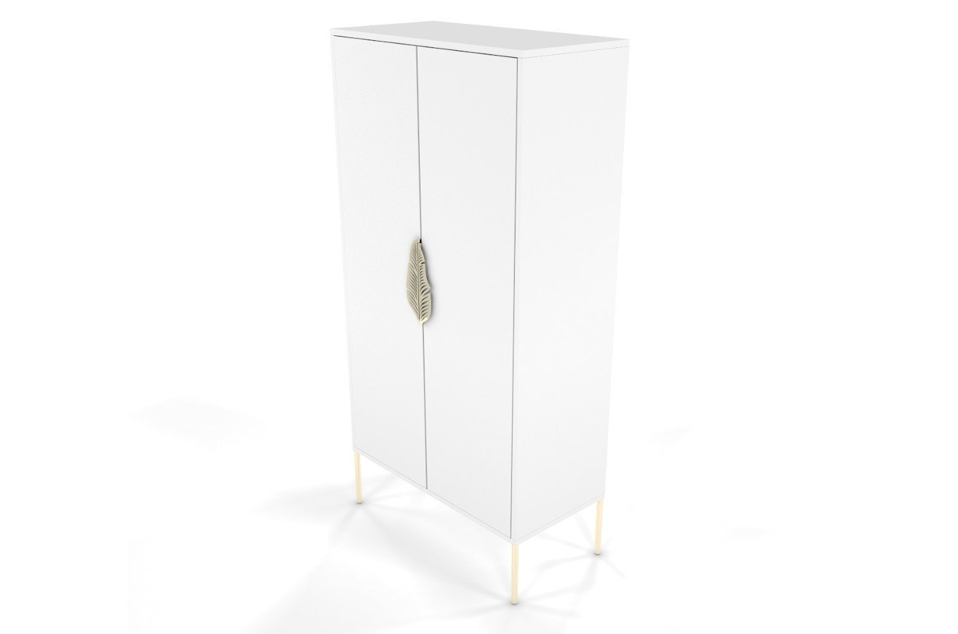 Wysoka biała komoda ze złotymi dodatkami Skandica MERLIN / szer. 80 cm