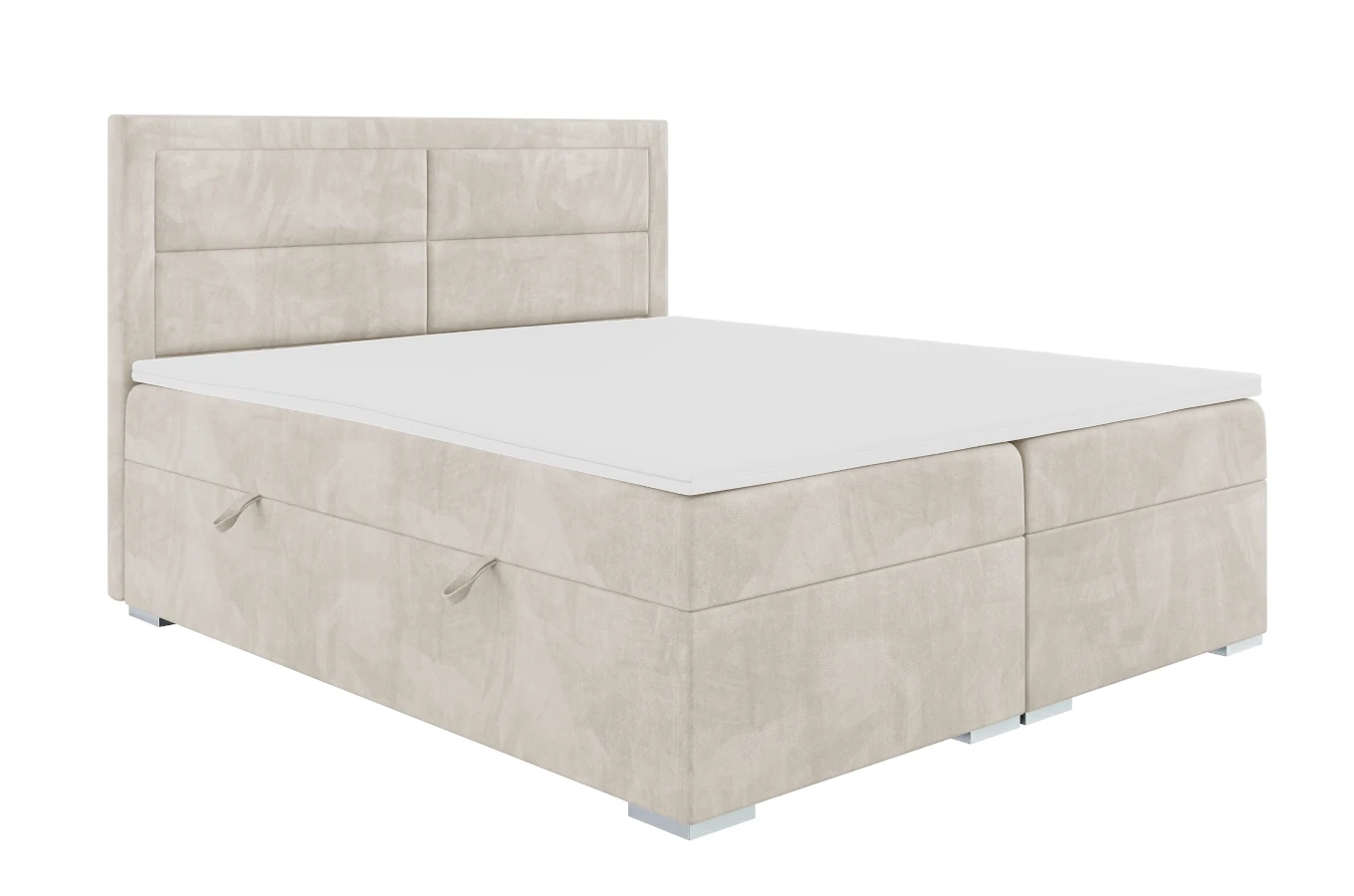 Eleganckie tapicerowane łóżko kontynentalne do sypialni OLIVIER z pojemnikiem na pościel