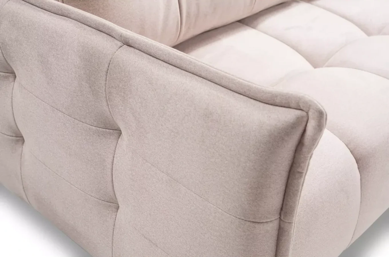 Nowoczesna sofa rozkładana SAMANTA z funkcją spania i pojemnikiem na pościel / szerokość 205 cm