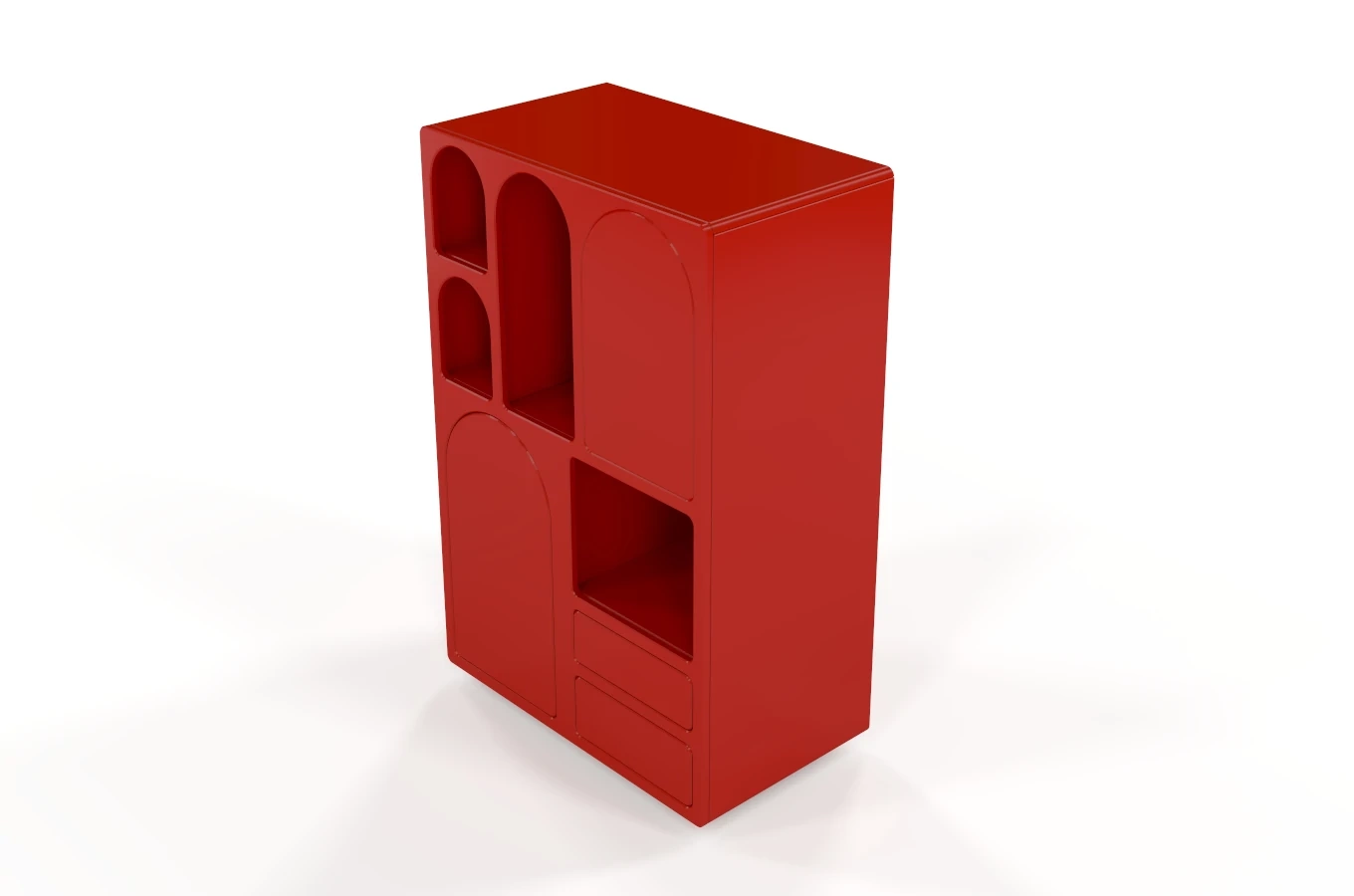 Drewniana komoda z łukami Visby OLIMPIA HIGH / kolor bordowy / szer. 80 cm