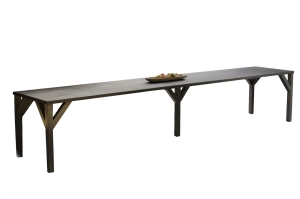 Nowoczesny rozkładany stół DUNAJ na metalowych nogach 130-295 x 90 cm (ciemny beton)