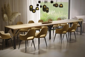 Nowoczesny rozkładany stół DUNAJ na metalowych nogach 130-350 x 90 cm (dąb nature)