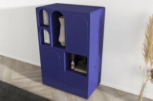 Drewniana komoda z łukami Visby OLIMPIA HIGH / kolor granat szlachetny / szer. 80 cm