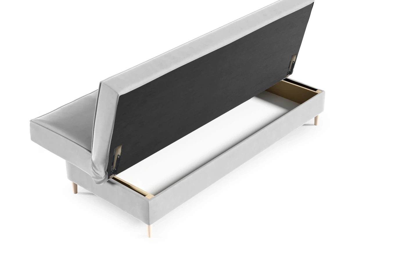 Nowoczesna sofa GOJA w skandynawskim stylu z funkcją spania i pojemnikiem na pościel