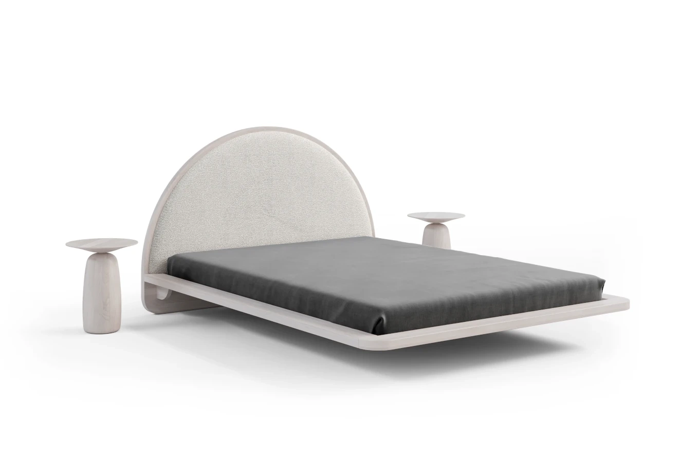 Łóżko lewitujące drewniane bukowe Visby MOMOKO w stylu Japandi