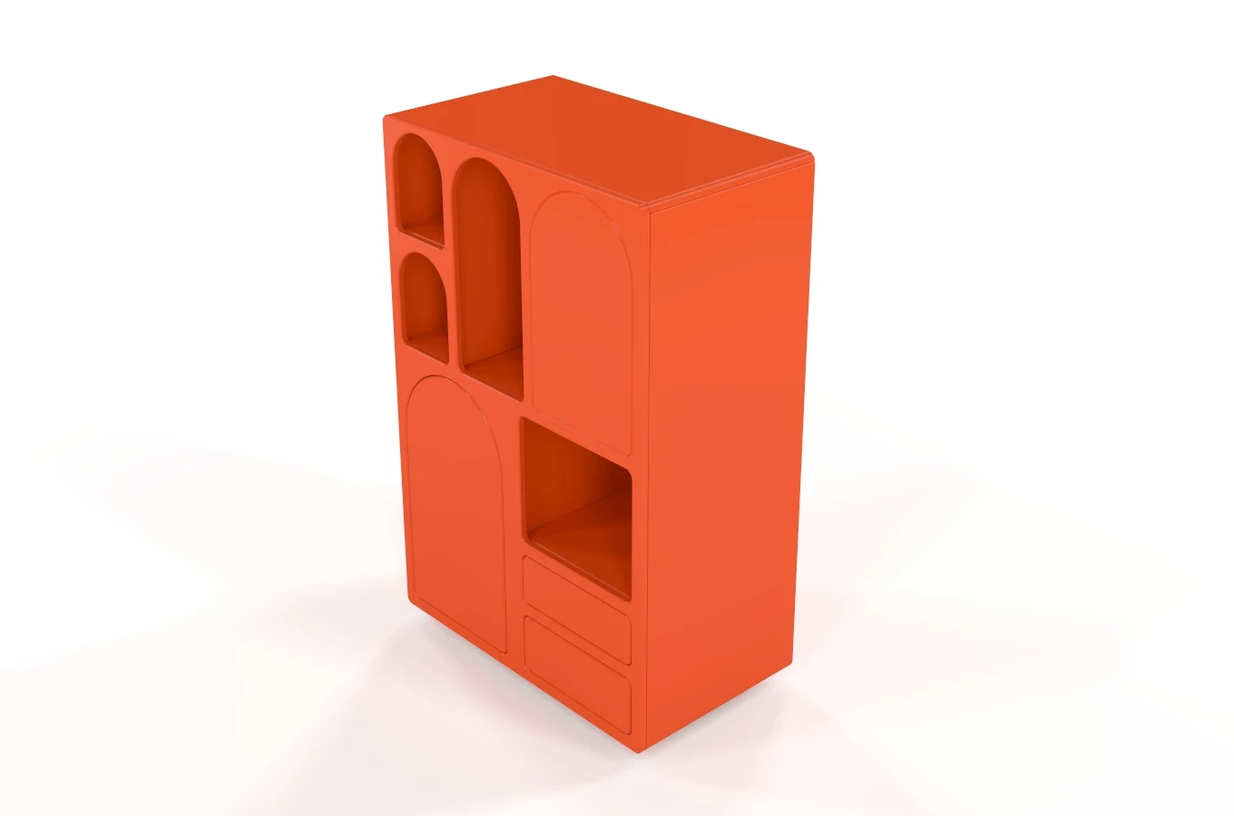 Drewniana komoda z łukami Visby OLIMPIA HIGH / kolor marsala / szer. 80 cm