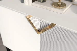 Drewniana komoda Visby DEMI LONG 2D / kolor biały + czarne nogi / szer. 100,5 cm