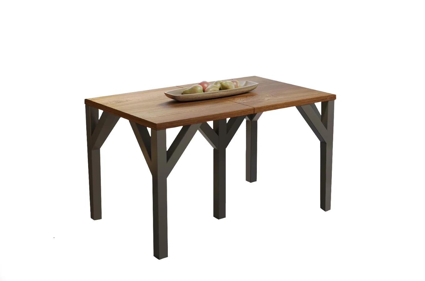 Nowoczesny rozkładany stół DUNAJ na metalowych nogach 130-240 x 90 cm (dąb stirling)