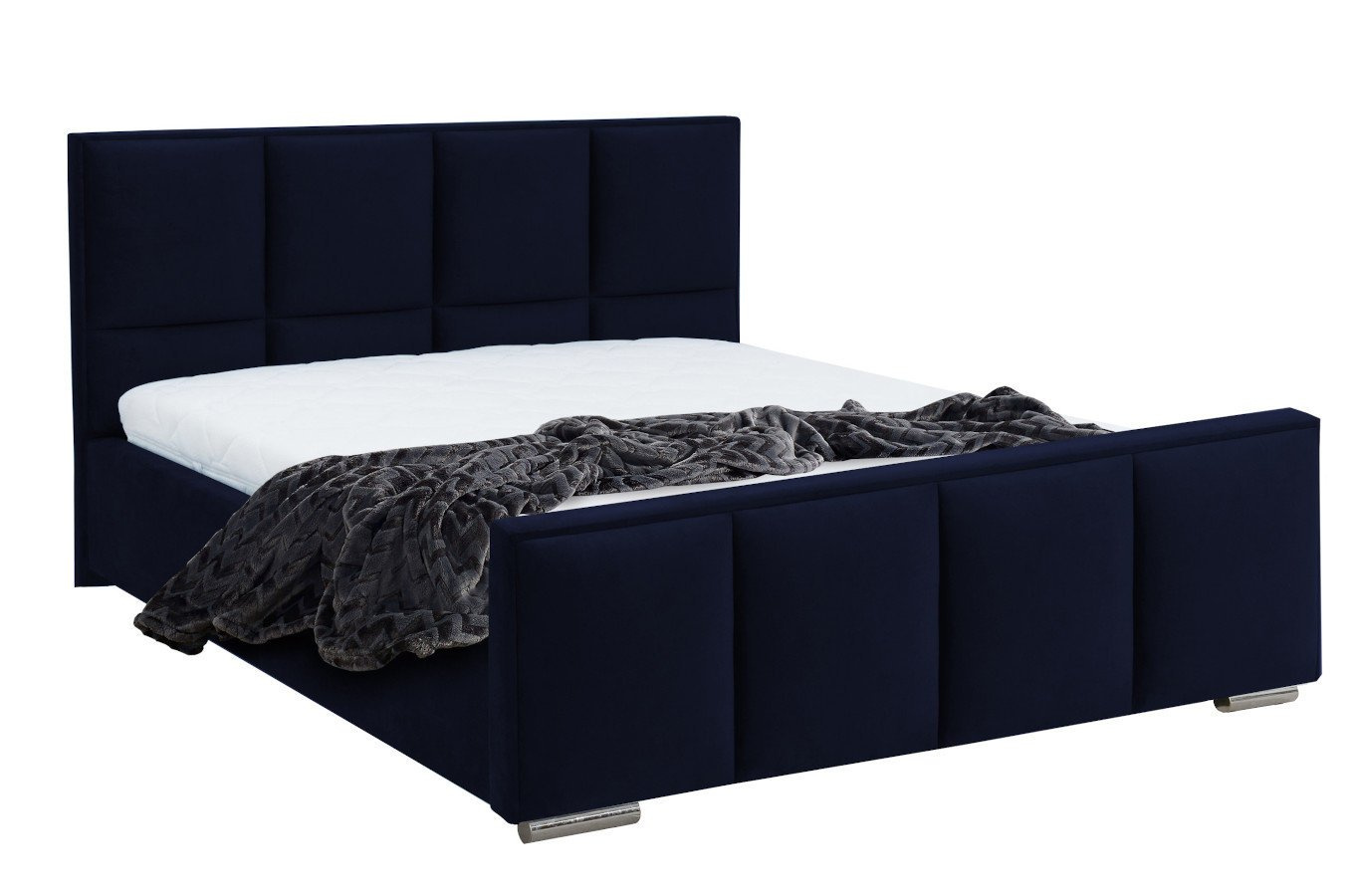 Klasyczne łóżko tapicerowane do sypialni ASPEN z przeszyciami