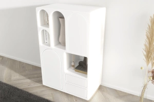 Drewniana komoda z łukami Visby OLIMPIA HIGH / kolor biały / szer. 80 cm