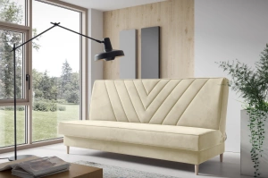 Nowoczesna sofa VAIANA w skandynawskim stylu z funkcją spania i pojemnikiem na pościel