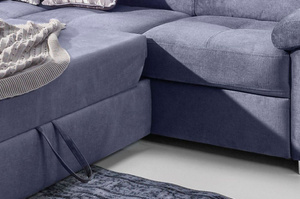 Nowoczesny narożnik GENUA z funkcją spania i pojemnikiem na pościel