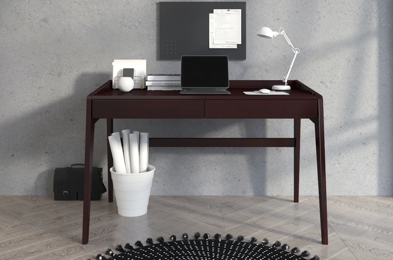 Drewniane bukowe biurko / toaletka z szufladami Visby LISA / 125x70 cm