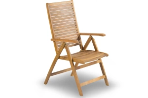 Składane krzesło ogrodowe SINTRA z drewna akacjowego z beżową poduszką