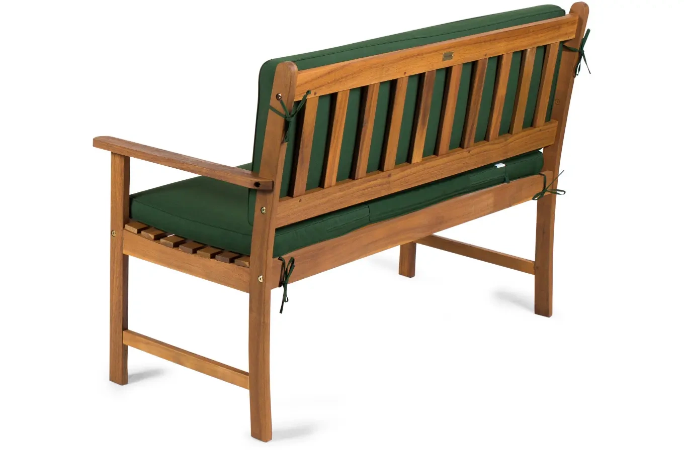2-osobowa ławka ogrodowa SINTRA z drewna akacjowego z zieloną poduszką