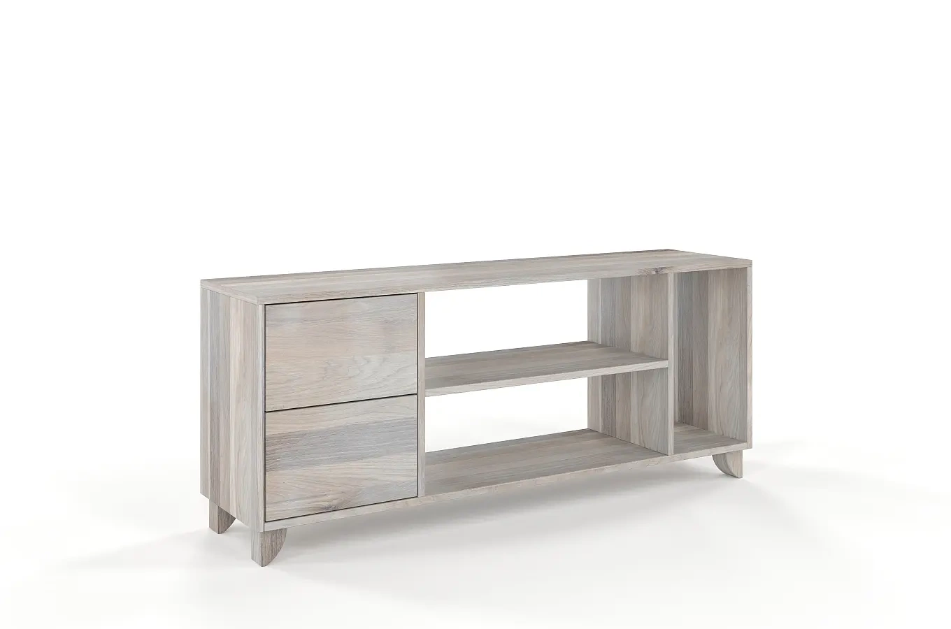 Drewniana szafka RTV dębowa Visby VIVECA na nóżkach / szer. 140 cm