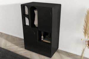 Drewniana komoda z łukami Visby OLIMPIA HIGH / kolor czarny / szer. 80 cm