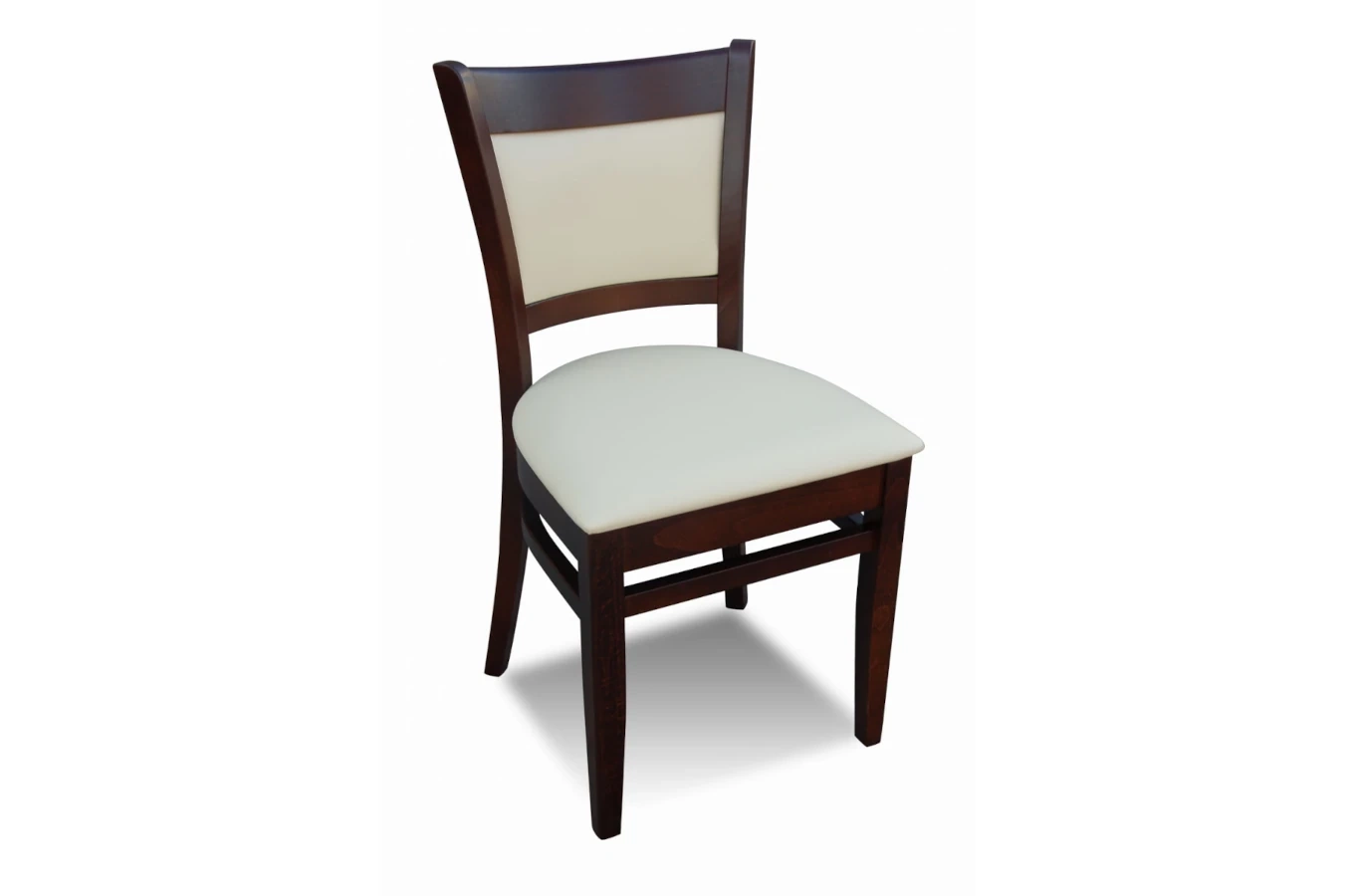 Drewniane krzesło 650 z tapicerowanym siedziskiem i oparciem