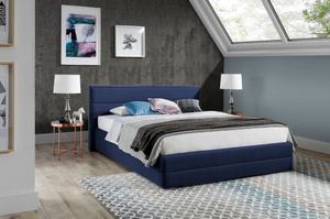 Eleganckie łóżko tapicerowane do sypialni URBANO z poziomymi przeszyciami na zagłówku