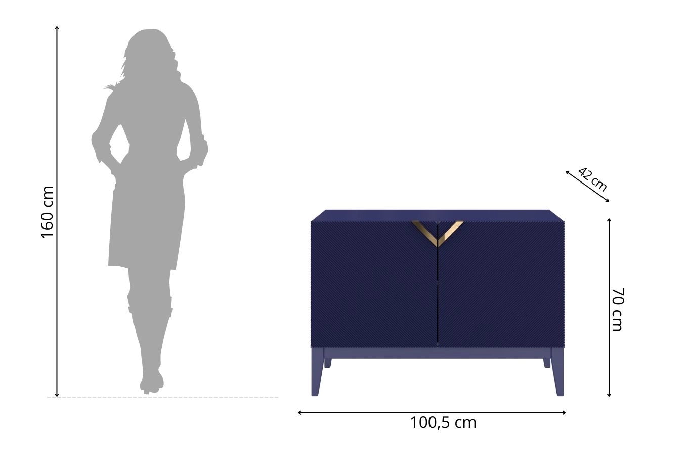 Drewniana komoda Visby DEMI LONG 2D / kolor granat szlachetny / szer. 100,5 cm