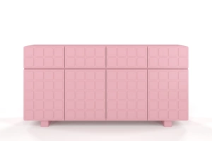 Nowoczesna komoda z frontami 3D Skandica CUBO LONG / kolor pudrowy róż / szer. 169 cm