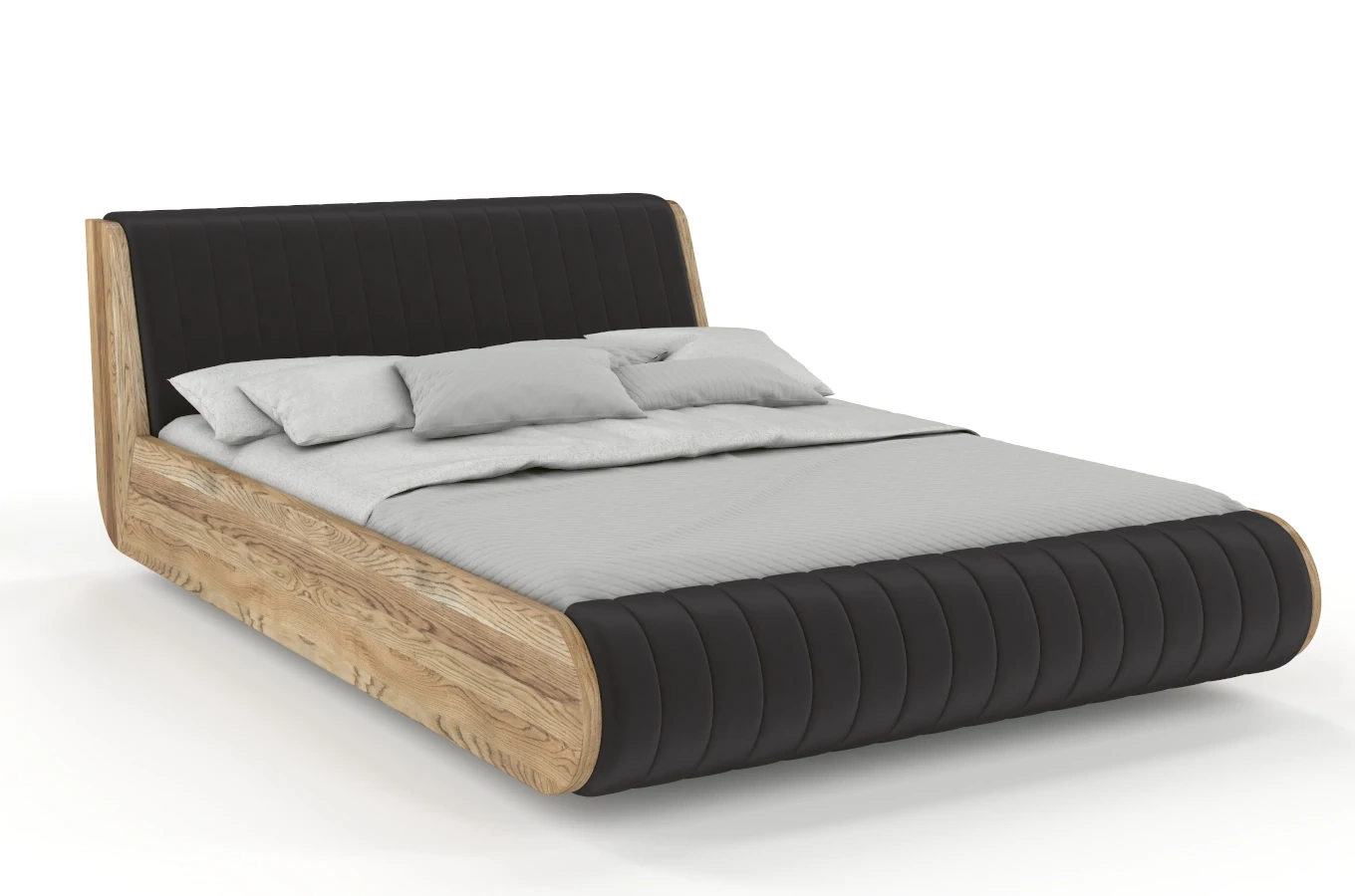 Łóżko lewitujące drewniane dębowe Visby HARALD