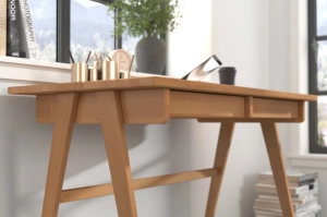 Drewniane bukowe biurko / toaletka z szufladami Visby EDDA / 120x65 cm