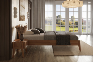 Łóżko drewniane bukowe Visby RADOM / 140x200 cm, kolor biały