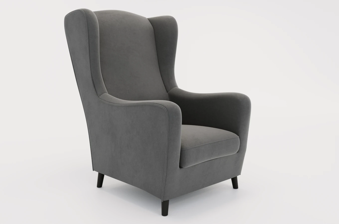 Szary fotel uszak Skandica AGNETA / nóżki czarne