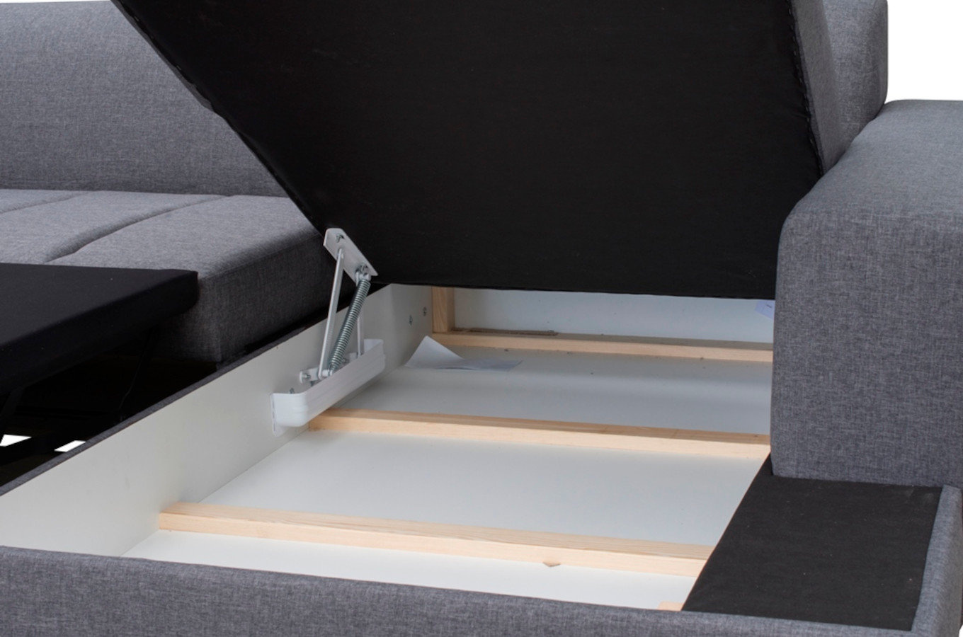 Nowoczesny rozkładany narożnik SANTINO z pojemnikiem na pościel