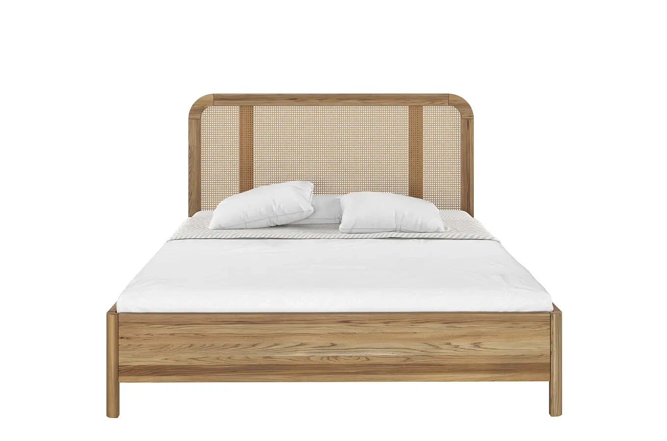 Łóżko drewniane dębowe z rattanem Skandica HARMARK