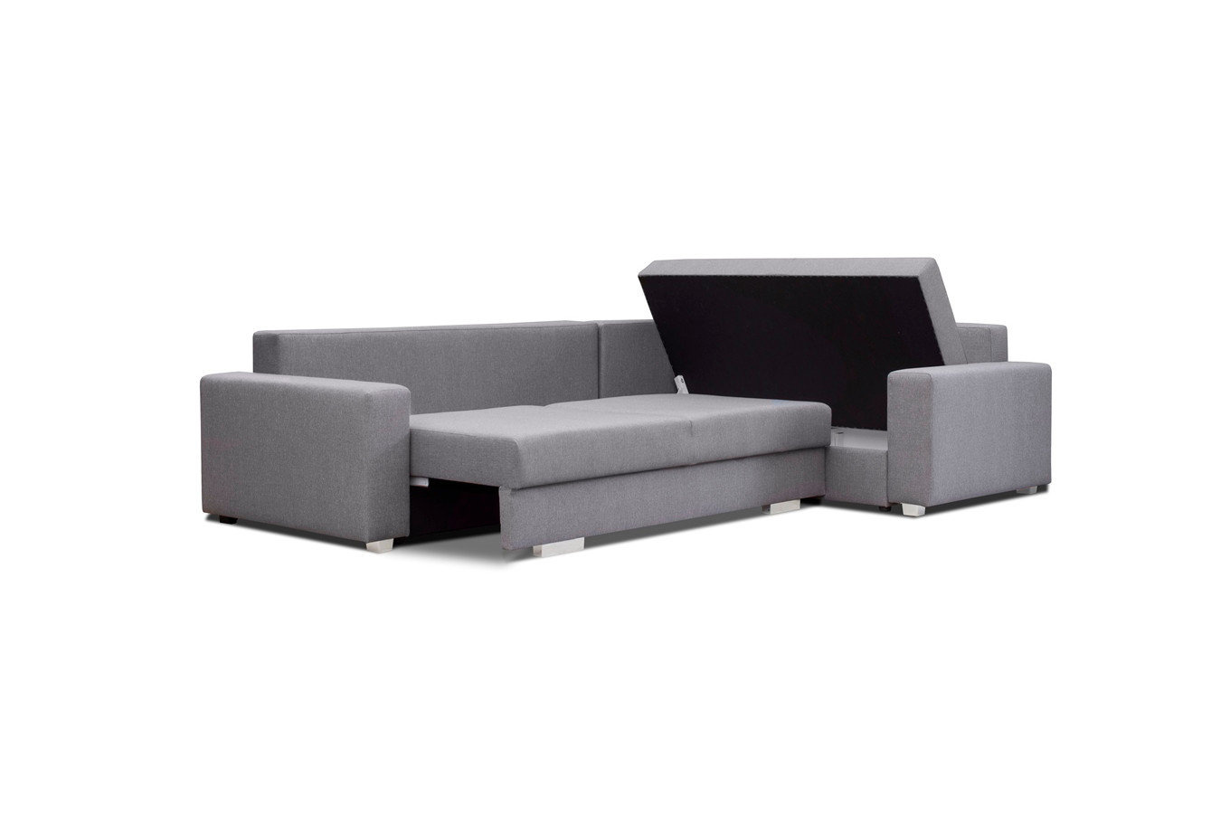 Nowoczesny rozkładany narożnik PEDRO z pojemnikiem na pościel