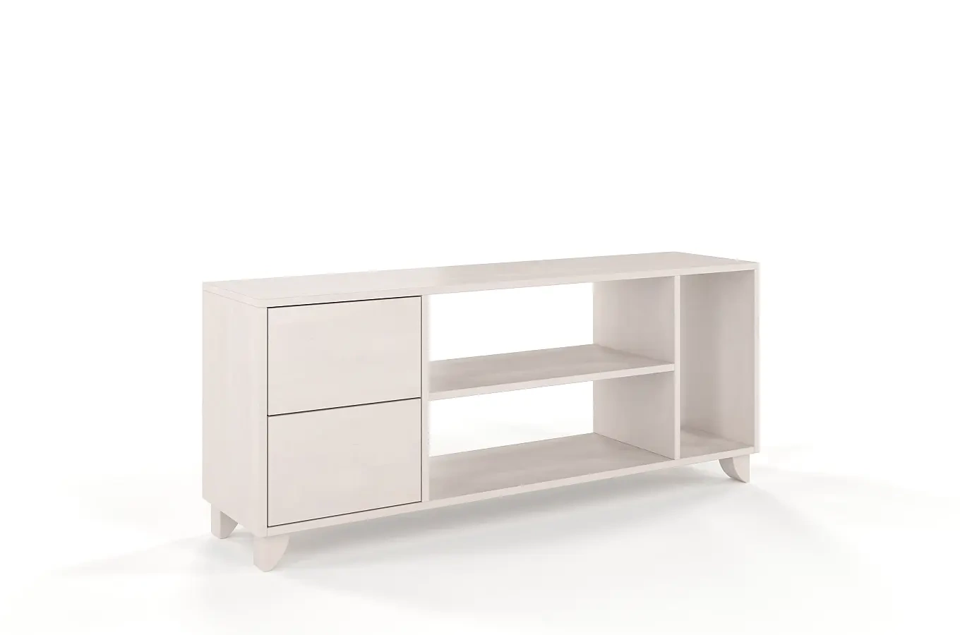 Drewniana szafka RTV bukowa Visby VIVECA na nóżkach / szer. 140 cm