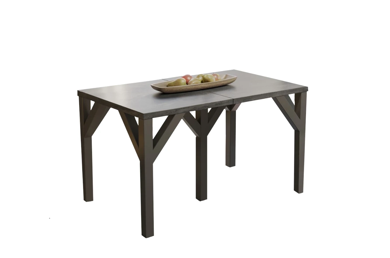 Nowoczesny rozkładany stół DUNAJ na metalowych nogach 130-350 x 90 cm (ciemny beton)