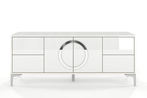 Biała nowoczesna komoda RTV Dancan EVA połysk / szer. 150 cm