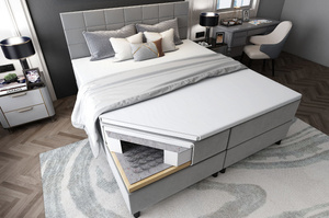 Tapicerowane łóżko kontynentalne TOKIO z zagłówkiem