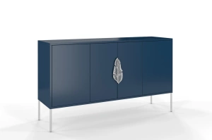 Granatowa komoda Skandica MERLIN ze srebrnymi dodatkami / szer. 138 cm
