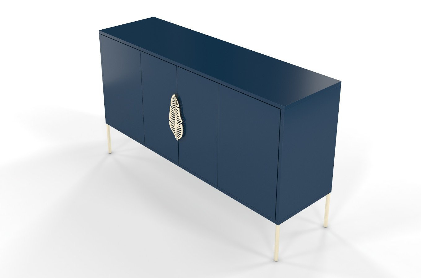 Granatowa komoda Skandica MERLIN ze złotymi dodatkami / szer. 138 cm