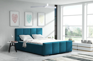 Klasyczne łóżko tapicerowane do sypialni ASPEN z przeszyciami