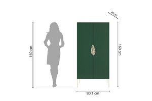 Wysoka zielona komoda ze złotymi dodatkami Skandica MERLIN / szer. 80 cm