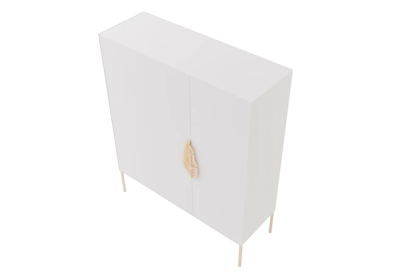 Biała komoda / szafka na buty Skandica MERLIN ze złotymi dodatkami / szer. 100 cm