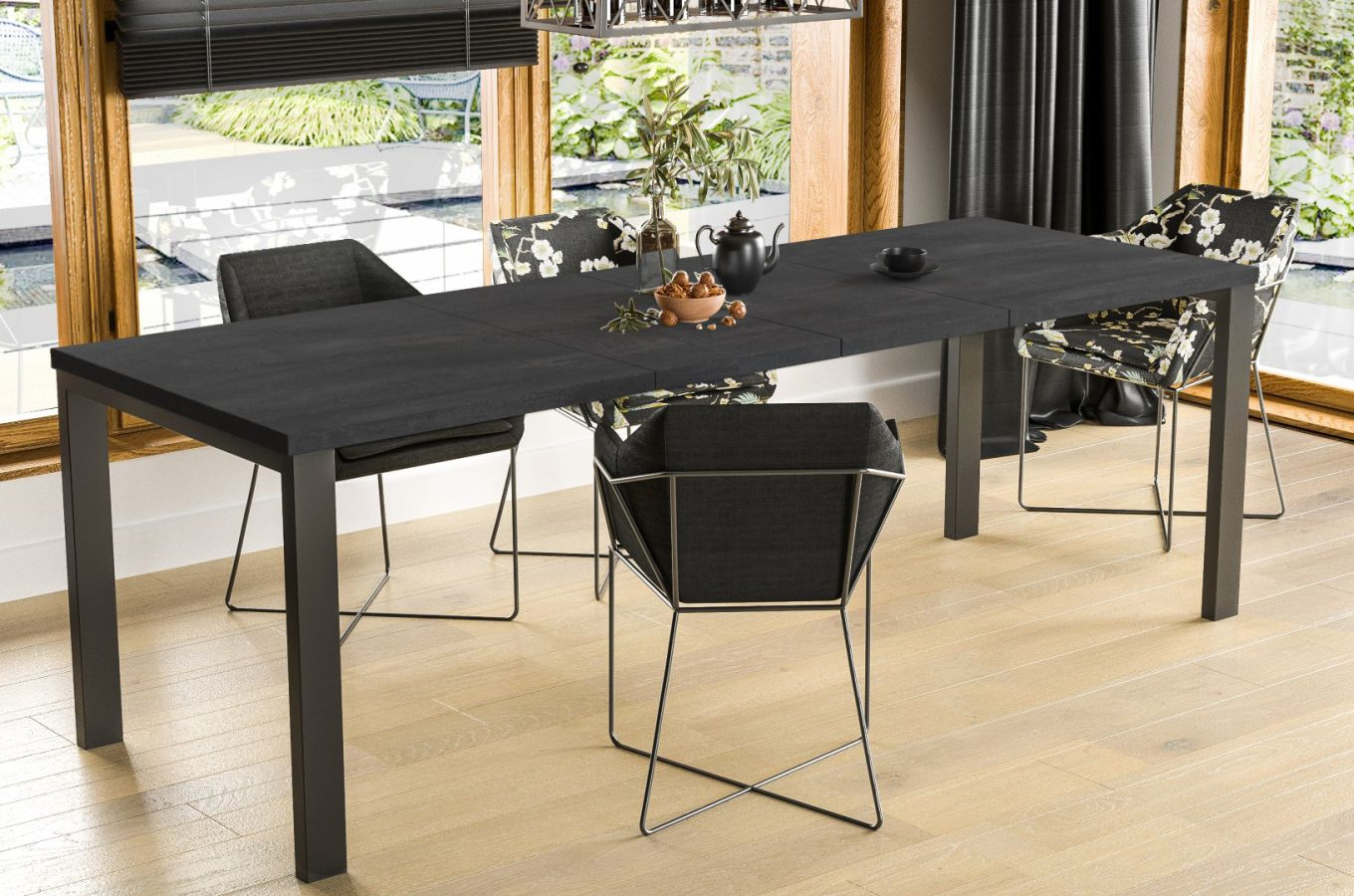 Nowoczesny rozkładany stół GARANT 80-215 x 80 cm (ciemny beton)