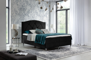 Tapicerowane łóżko kontynentalne do sypialni BRACCIANO w stylu glamour