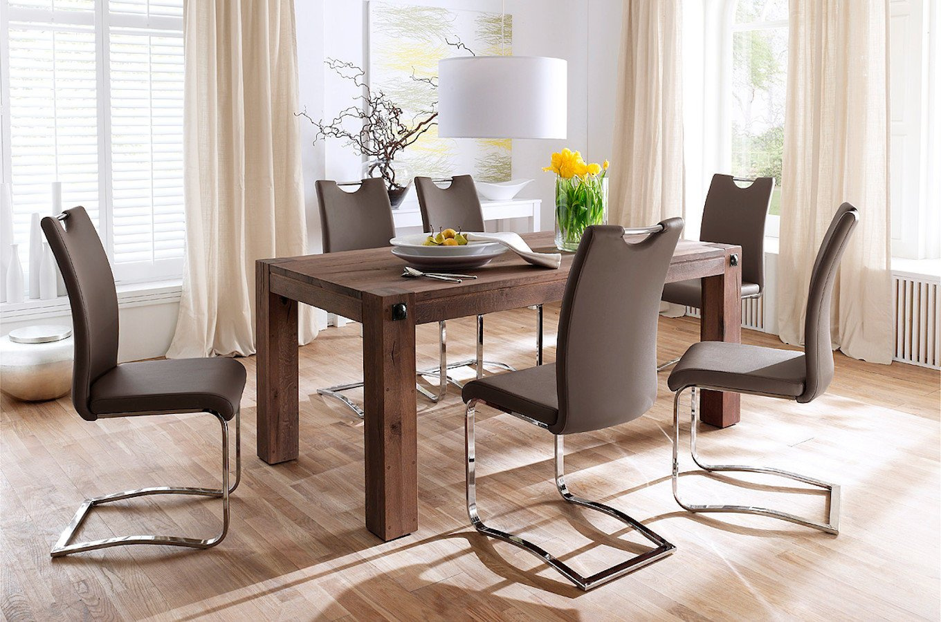 Duży drewniany dębowy stół LEEDS 300 x 120 cm / dąb lity postarzany