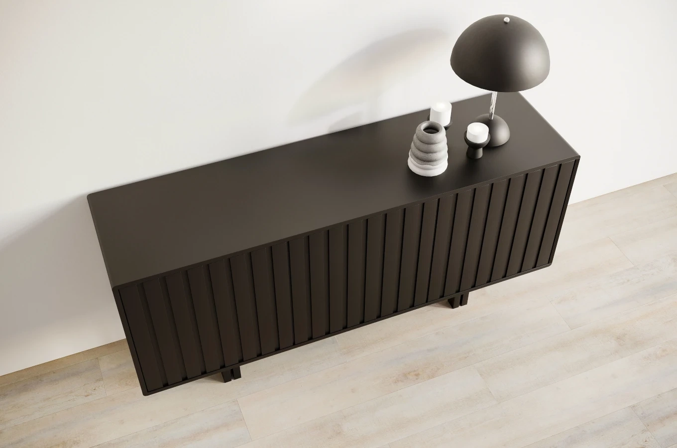 Czarna komoda Skandica VIGGE z lamelami / szer. 149 cm