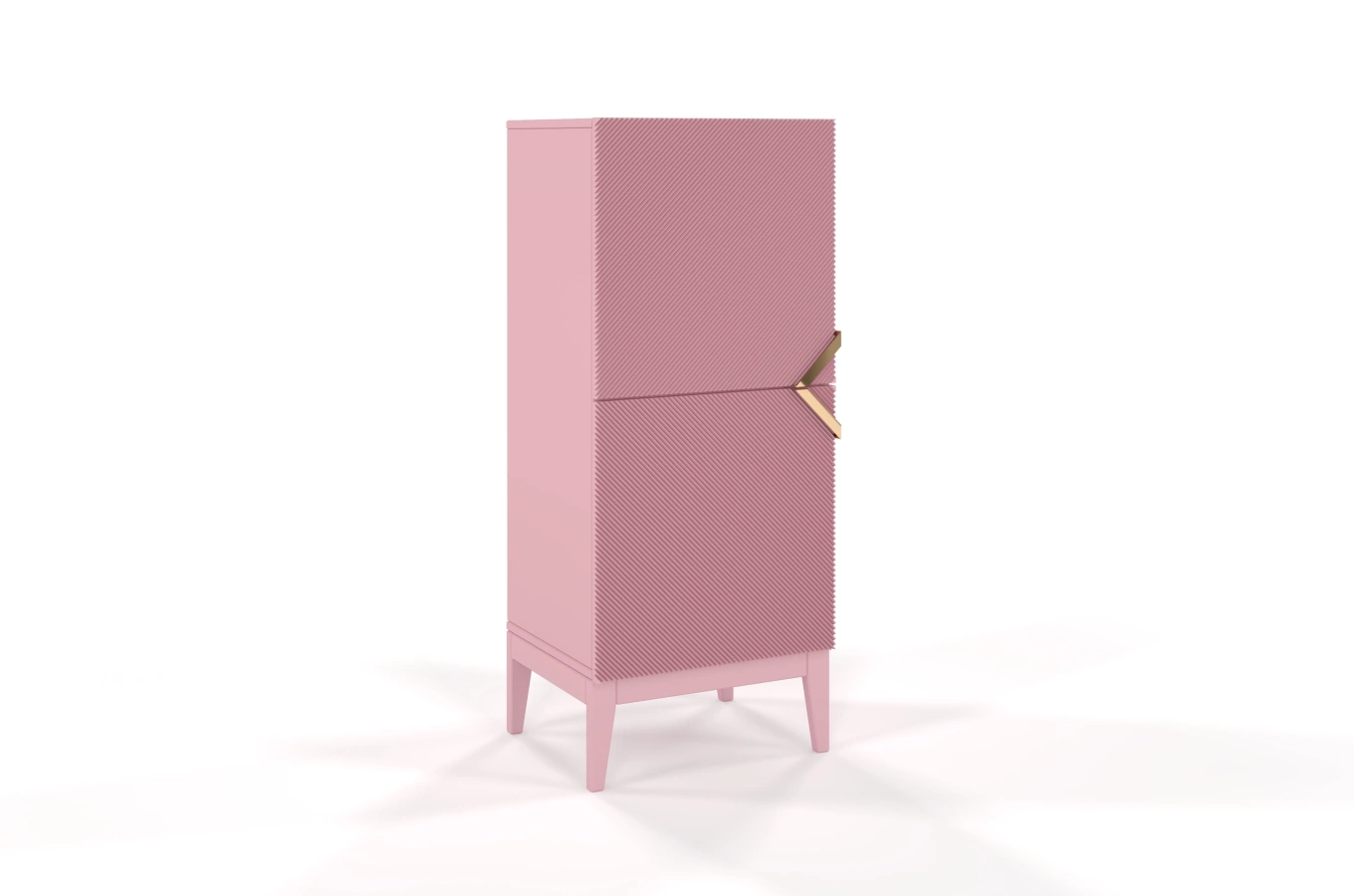 Drewniana komoda Visby DEMI HIGH 2D / kolor pudrowy róż / szer. 50,5 cm