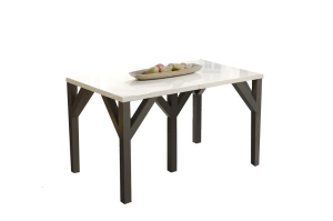 Nowoczesny rozkładany stół DUNAJ na metalowych nogach 130-295 x 90 cm (biały połysk)