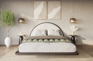 Łóżko lewitujące drewniane bukowe Visby MOMOKO / 120x200 cm, kolor palisander