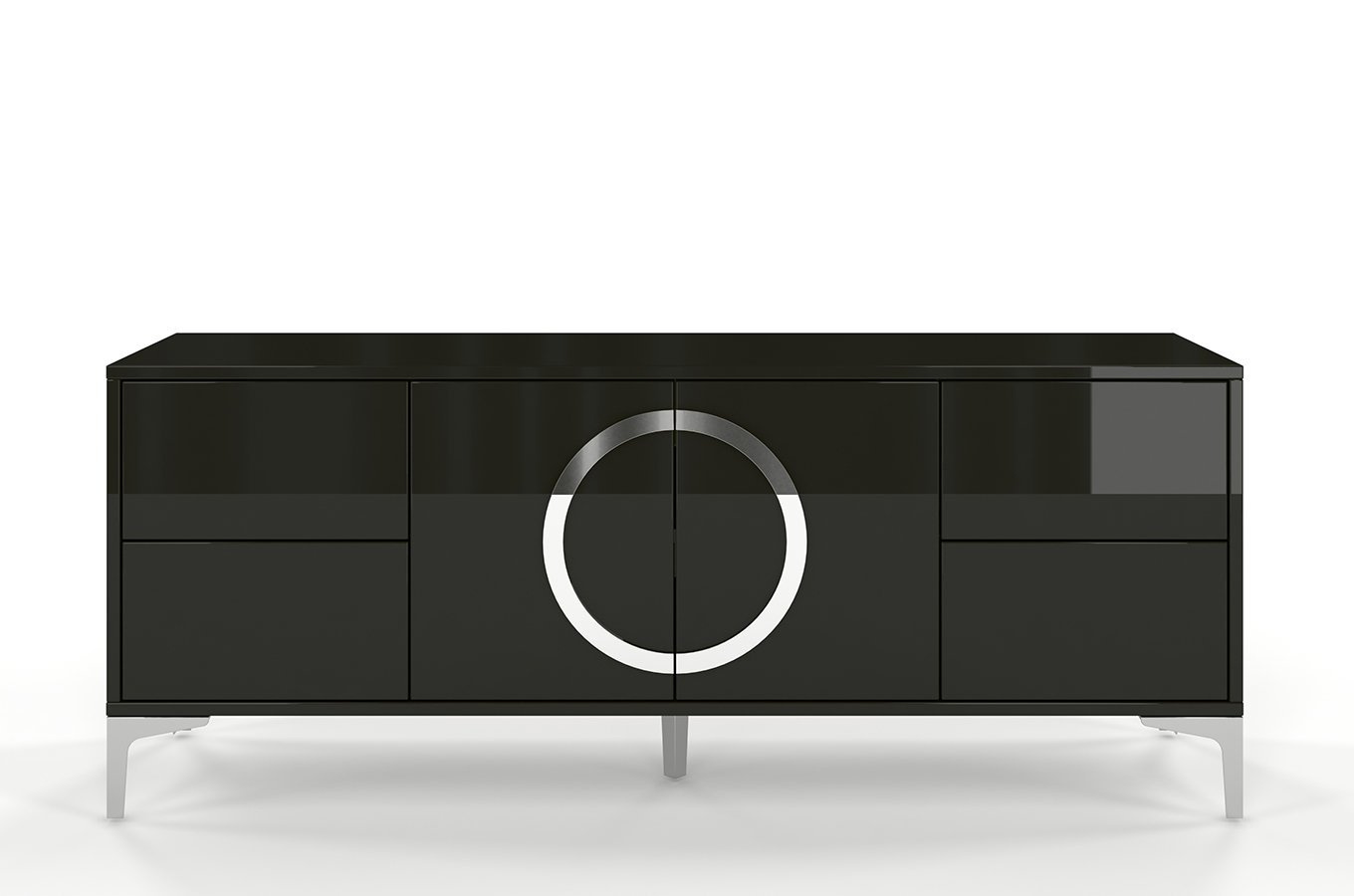 Czarna nowoczesna komoda RTV Dancan EVA połysk / szer. 150 cm