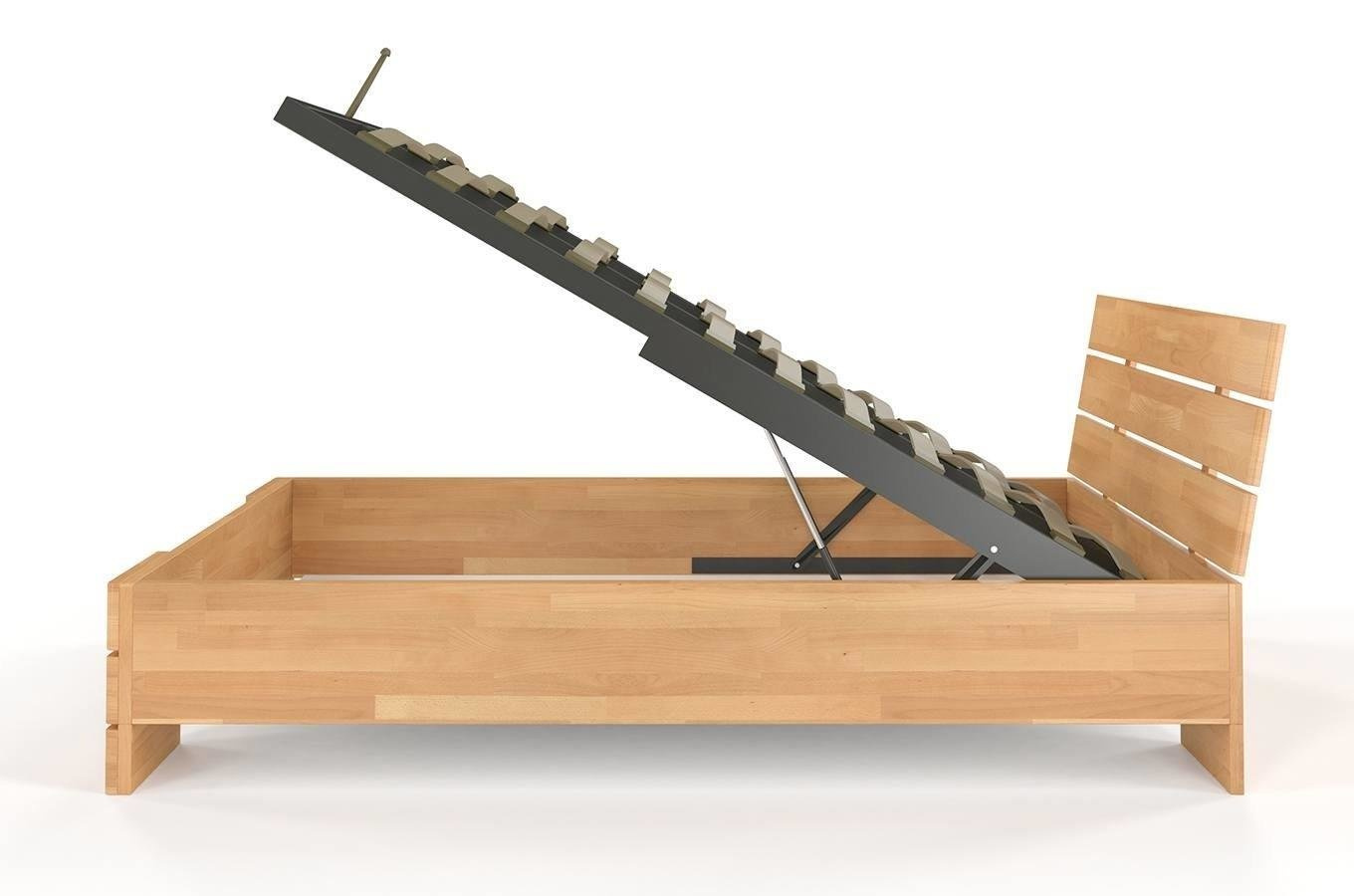 Łóżko drewniane bukowe Visby SANDEMO High BC Long (Skrzynia na pościel) / 160x220 cm, kolor biały